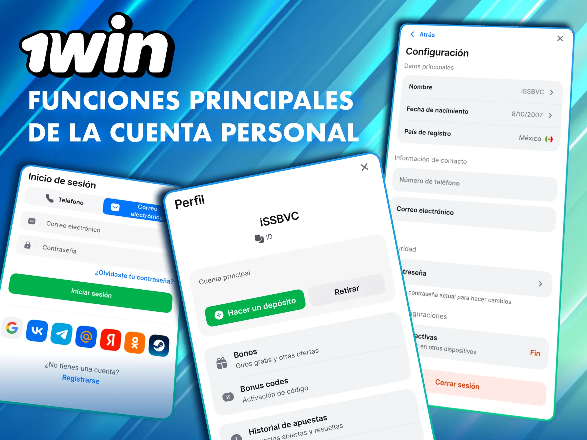 Funciones clave de tu cuenta personal en 1Win M&eacute;xico.