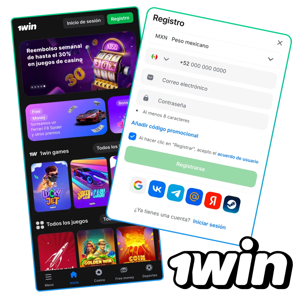 Registro en 1Win M&eacute;xico para acceder a deportes, casino y bonos.