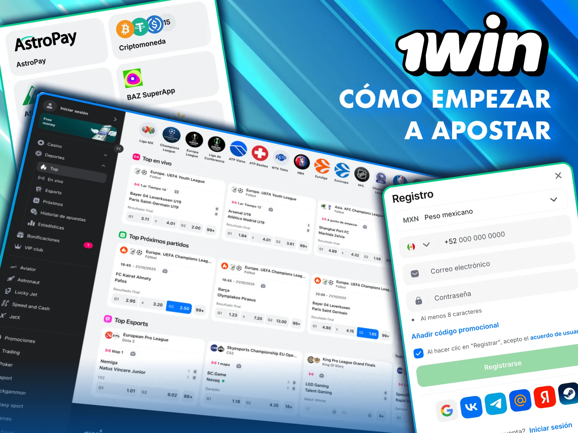 Primeros pasos para apostar en 1Win México.