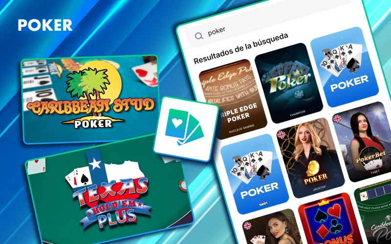 Póker en 1Win México con Texas Hold’em, Omaha y Caribbean Stud.