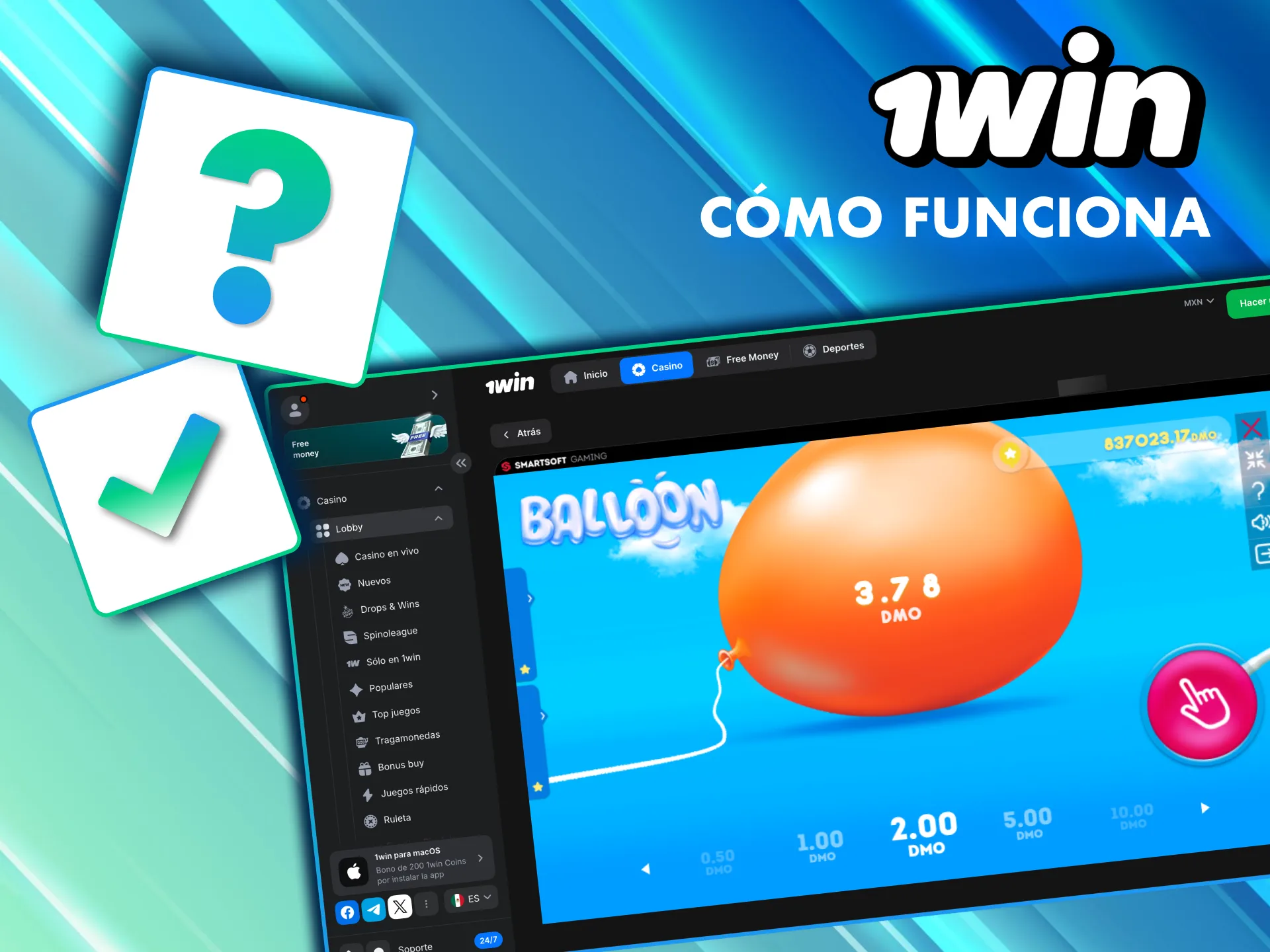 1Win México ofrece Balloon, el crash perfecto para principiantes y expertos.