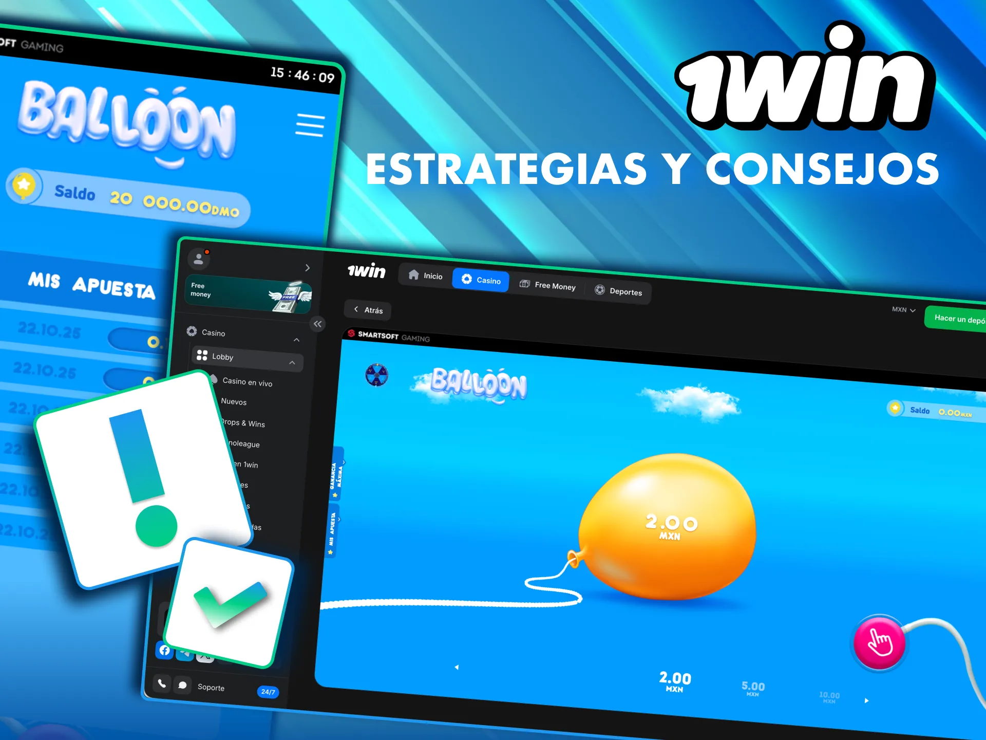 Juega Balloon en 1Win con estrategia fija y gestión responsable del bankroll.